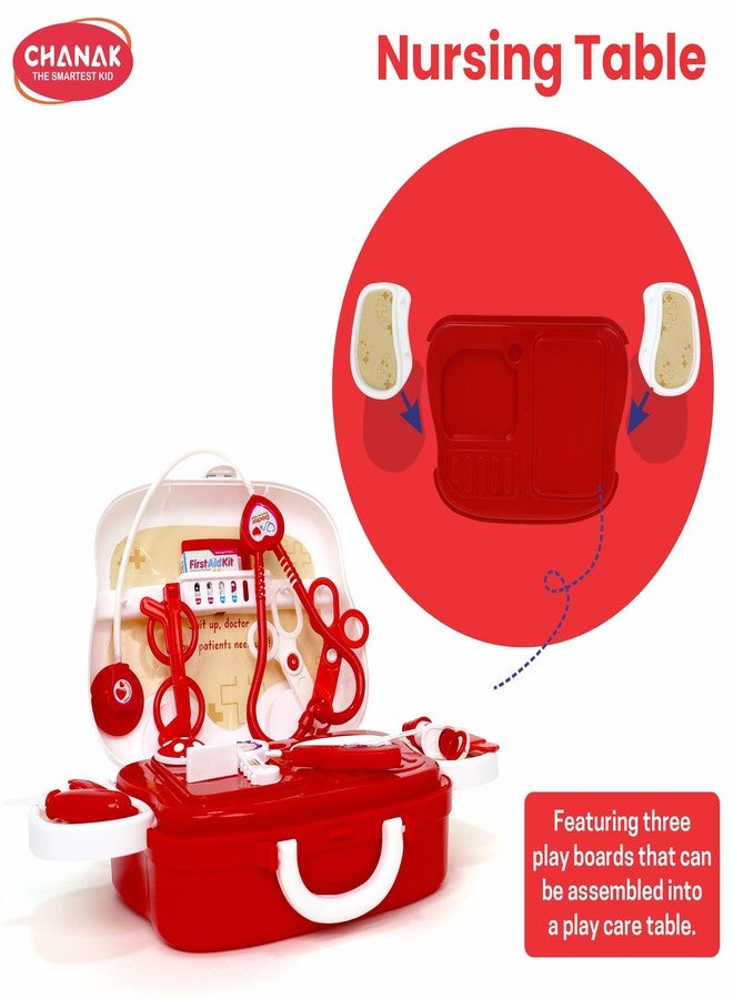 Chanak 15 Piece Little Doctor Premium Playset for Kids, Doctor Set with Various Instruments, Pretend Play Doctor Set with Foldable Suitcase for Boys & Girls (Red & White) - Image 5